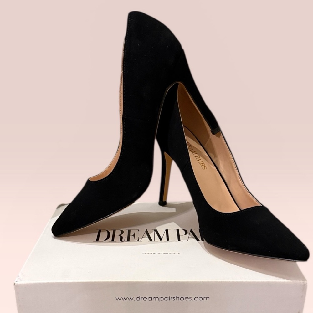 Dream Pairs Black Pointed Toe Stiletto Heels